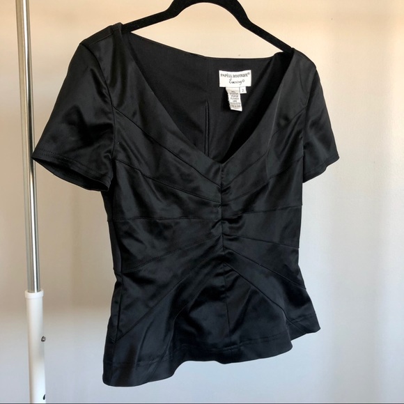 Vintage Black Peplum Short Sleeve Blouse - Picture 3 of 5
